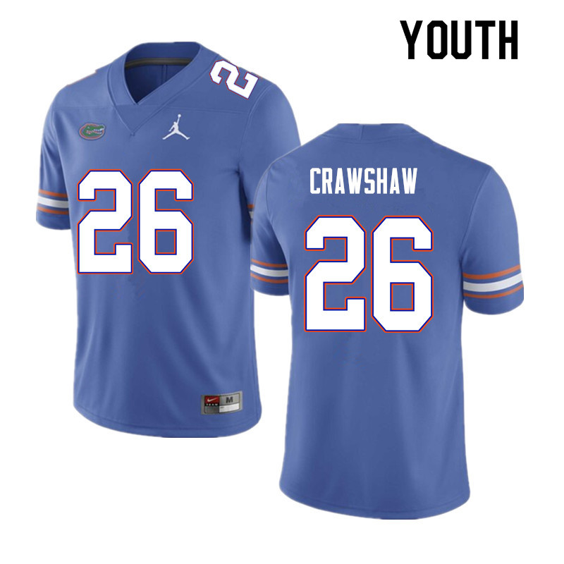 Youth #26 Jeremy Crawshaw Florida Gators College Football Jerseys Sale-Blue